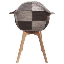 Home Deco Factory Silla Butaca Patchwork Marrón-Gris Essentiel - 62x59 cm; h.84 cm