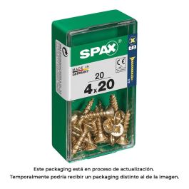 Spax 4081020400201 Tornillo para Madera Universal Cabeza Plana Yellox 4,0x20mm Rosca Completa Ranura en Cruz Z2 4CUT Caja 20 Unidades