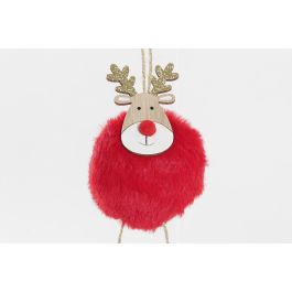 DKD Home Decor Decoración Colgante Navidad Tradicional de Poliéster Blanco Rojo 24cm de Alto (Set de 12 Unidades) - Surtido Aleatorio