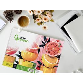 Bloc Dibujo Liderpapel Artistico Frutal Espiral 230x325 mm 20 Hojas 130 gr-M2 Sin Recuadro Perforado