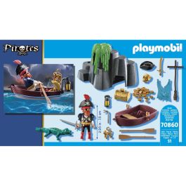 Playmobil 70860 Escondite del Tesoro Pirata con Figura de Capitán, Mono y Caimán - Set de 51 Piezas para Niños +4 Años Playmobil 70860 Escondite del Tesoro Pirata con Figura de Capitán, Mono y Caimán - Set de 51 Piezas para Niños +4 Años