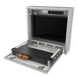 Lanview Armario Rack 19 pulgadas 1U para Grabador DVR NVR Videovigilancia Montaje Pared Slim Seguridad Doble Cerradura VESA Gris