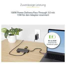 Startechcom 115B-USBC-MULTIPORT Docking Station USB-C, HDMI 4K 60Hz, 100W PD, 3x USB-A, Ethernet Gigabit, Lector SD/MicroSD, Compatible Multiplataforma