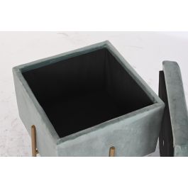 DKD Home Decor Reposapies Verde con Tapa de Poliéster y Metal 45x45x45 cm
