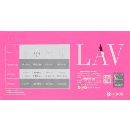 Lav Set 6 Vasos Vino 200cc Colección Aras (8 Cajas)