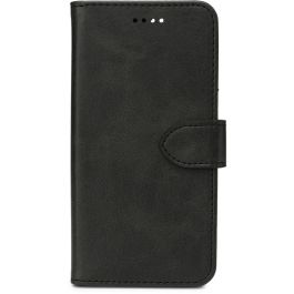 eSTUFF Funda Piel PU Billetera para iPhone 16e/14 WALES - Negra con 3 Tarjetas y Soporte