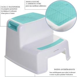 Dreambaby DRE9312742406851 Taburete con Escalera 2 UP Antideslizante Texturizado Hasta 80 kg para Niños y Adultos Aqua