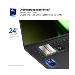 Portátil LG Gram 16Z90S-G.AD89B Intel Core Ultra 7-155H/ 32GB/ 1TB SSD/ 16"/ Win11 Portátil LG Gram 16Z90S-G.AD89B Intel Core Ultra 7-155H/ 32GB/ 1TB SSD/ 16"/ Win11