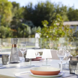 Lumisky TWINS Juego de 2 Lámparas de Mesa Inalámbricas Oliva H16 cm LED