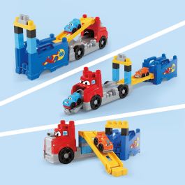 Mega Bloks Camión de Carreras y Construcción para Bebés con 2 Coches, +12 Meses