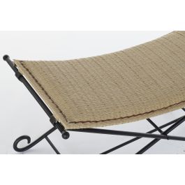 DKD Home Decor Descalzadora Ratán Metal Marron Claro Negro 94x49x44 cm