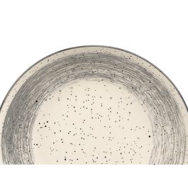 Vessia Plato Hondo Patinado Gris 20,5 cm, Cerámica de Porcelana, Blanco Interior, Diámetro 20,5 cm x 5 cm Alto, Vajilla de Mesa (Set de 36)