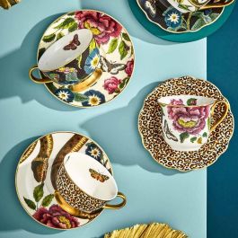 Spode Taza Té con Plato 200 Ml Creatures Leopardo Oro 22k