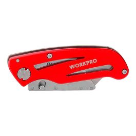 Workpro Navaja Multiusos Plegable con Cambio Rápido de Cuchilla Mecanismo Patentado Mango Aluminio Clip