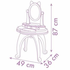 Smoby SMO3032163202547 Tocador infantil 2 en 1 Gabby y la Casa Mágica con taburete, 12 accesorios y espejo regulable