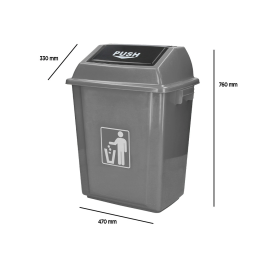 Q-connect Papelera Contenedor Plástico con Tapa de Balancín 58 Litros Gris 470x330x760 mm