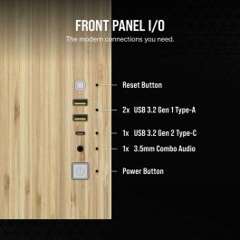 Corsair CC-9011288-WW Caja Gaming ATX Midi Tower Cristal Templado y Madera Bambú Blanca