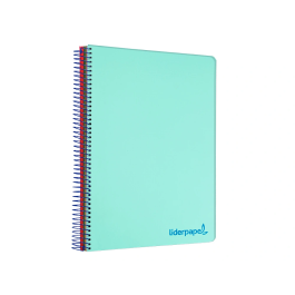 Liderpapel Cuaderno espiral A4 Micro Wonder tapa plástico 120 hojas 90gr cuadro 5mm banda 4 taladro color verde turquesa
