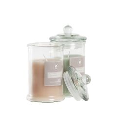 DKD Home Decor Vela Basicos Decoración en Bote de Cristal Surtida Colores Rosa Palo y Verde 256g (Pack 12 Unidades 8x8x15cm)