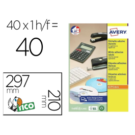 Avery Etiqueta Adhesiva Blanca Brillante Láser 210x297 mm Caja de 40 Unidades Precio: 59.50000034. SKU: B1KLEL5ED7