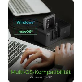 ICY BOX IB-2924MSCL-C31 USB-C 3.2 Gen 2 Docking Station y Clonación para 2.5"/3.5" SATA HDD y M.2 NVMe SSD