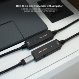 Nanocable 10.01.1312 Cable Alargador USB Tipo-C 3.2 Gen1 Activo con Amplificador USB-C Macho-Hembra, 10m Negro, 5 Gbps