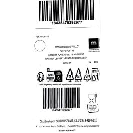 La Mediterranea Plato Postre Ø20 cm Monaco Brillo Anllo (12 Unidades)