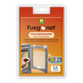 Massó Cordón plano autoadhesivo 2,5m para cristal de chimenea - Cinta de fibra de vidrio 10mm x 3mm