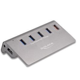DeLOCK Hub USB 10 Gbps con 4 Puertos USB Tipo-A 3.2 Gen 2, 1 Puerto de Carga Rápida y Fuente de Alimentación Incluida - USB 3.1 Gen 2, Plug & Play, Gris Metal Precio: 56.50000015. SKU: B15NR37YJT