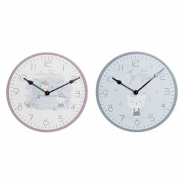 Reloj Kids DKD Home Decor Rosa Azul 3 x 24 x 24 cm (2 Unidades) Precio: 10.50000006. SKU: S3009982