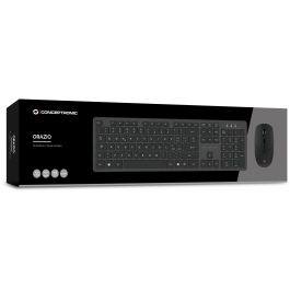 Conceptronic ORAZIO01IT Teclado y Ratón Inalámbrico RF QWERTY, Disposición Italiana, Full Size, Óptico 1600 DPI, Negro