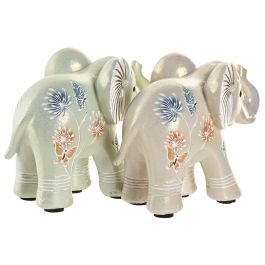 DKD Home Decor Figura Colonial Elefante Resina Verde Beige 4.5 x 7 x 9 cm (4 Unidades)