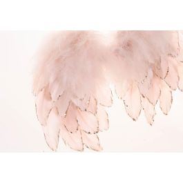 DKD Home Decor Decoración Colgante para Navidad Fantasía de Pluma con Alas Rosa Palo y Blanco, 4x33x28 cm (2 Unidades)