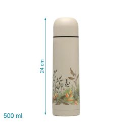 KioKids Honey Termo para Líquidos 500 mL Beige Anti-Goteo Anti-Derrame Acero Inoxidable Doble Pared Frío 24h Calor 12h