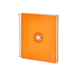 Cuaderno Espiral A5 Micro Antartik Tapa Forrada120H 90 gr Cuadro 5 mm 5 Bandas6 Taladros Color Mostaza