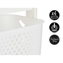 Kinvara Verdulero Plástico 3 Alturas con Ruedas, Blanco, 33x11.2x42 cm