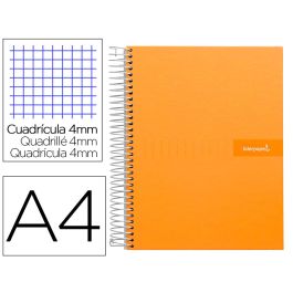 Cuaderno Espiral Liderpapel A4 Crafty Tapa Forrada 80H 90 gr Cuadro 4 mm Con Margen Color Naranja 5 unidades