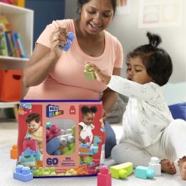 Mega Bloks Dch54 Bolsa 60 Bloques de Construcción de Colores Rosa Fisher-Price First Builders para Niños +12 Meses