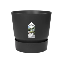 Elho Greenville 47 Maceta Redonda para Exterior Ø 47 x H 44,1 cm Negro Living Plástico Reciclado Resistente a Heladas