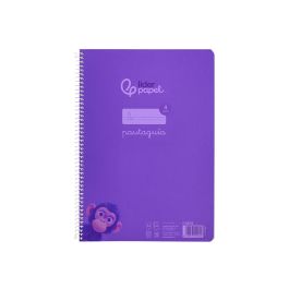 Cuaderno Espiral Liderpapel Din A4 Pautaguia Tapa Plastico80H 90 gr Cuadro Pautado 4 mm Con Margen Color Lila 5 unidades