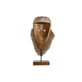 DKD Home Decor Máscara Decorativa Balinesa de Fibra y Albasia, Color Natural, Dimensiones 10.5x30x53 cm