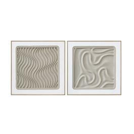 DKD Home Decor Cuadro Decorativo Scandi Beige Blanco para Pared, Medidas 60x60 cm y 3.5 cm de Profundidad, Set de 2 Unidades, Material MDF y PS Precio: 63.58999999. SKU: B1K338FKC7