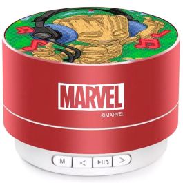 ERT GROUP Altavoz inalámbrico portátil Marvel Guardianes de la Galaxia Groot, 3W RMS, con micrófono y radio FM, carcasa de aluminio