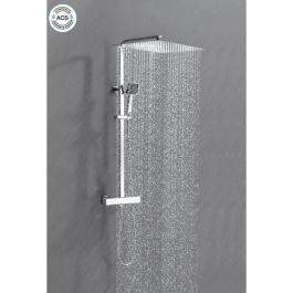 Oceanic Columna de Ducha Mezclador Termostático (38°C), Rociador Cuadrado Extraplano 40x40 cm Acero Inoxidable, Teleducha, Cromo