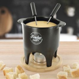 Cook Concept Fondue Bistrot para 1 o 2 Personas con 4 Pinchos Inox y Base Bambú