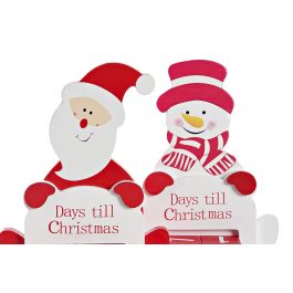 DKD Home Decor Calendario Adviento Navidad Tradicional MDF Rojo Blanco 4x18x13 cm (Pack 4 Unidades Surtido Aleatorio)