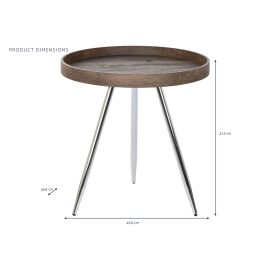 DKD Home Decor Mesita Auxiliar Moderno Marron Oscuro Plateado Acero MDF 45.8 x 47.5 x 45.8 cm