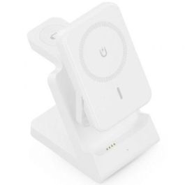 AISENS ASCH-15W4WC063-W Cargador Inalámbrico 15W con Power Bank 5000mAh para Smartphone, Apple Watch y Auriculares, Blanco