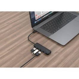 Gembird UHB-CM-U3P4P-01 Concentrador de Datos USB 3.2 Gen 1 (3.1 Gen 1) Tipo-C con Alimentación, Cable 0.15m, Negro