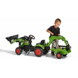 Falk Retroexcavadora de pedal CLAAS Arion 410, pala frontal, excavadora, remolque caja abierta, volante con bocina, para niños desde 2 años Falk Retroexcavadora de pedal CLAAS Arion 410, pala frontal, excavadora, remolque caja abierta, volante con bocina, para niños desde 2 años